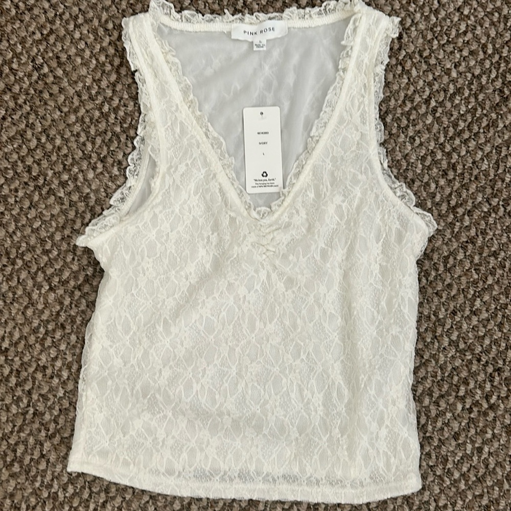 NWT Pink Rose womens lace top
